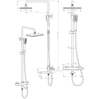 Душевая стойка Lemark Ursus LM7272BL с термостатом чёрный